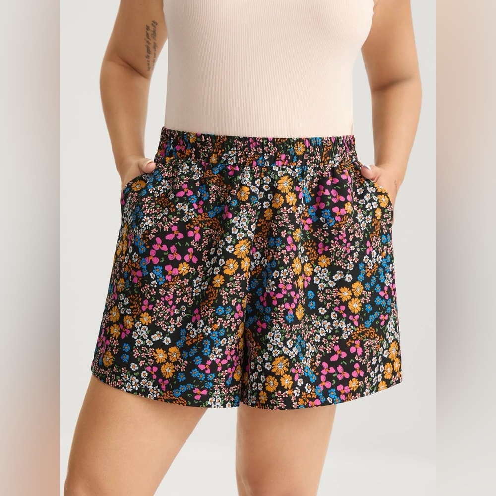 Ditsy Floral‎ Print Stretchy Waist Shorts
